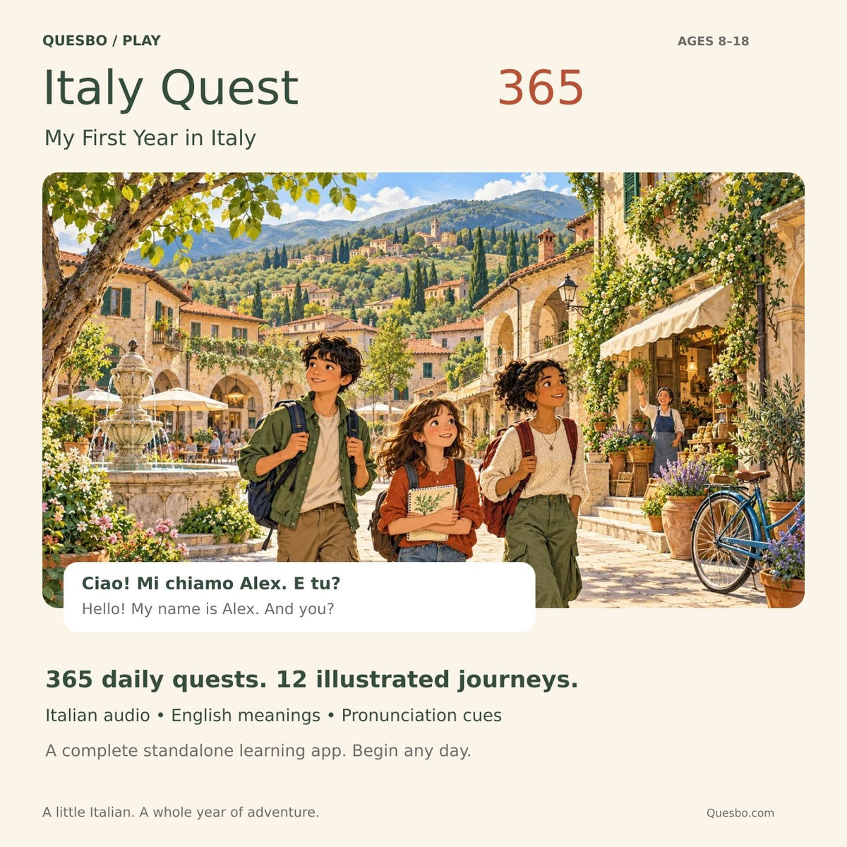 Italy Quest 365 — My First Year in Italy, 365 daily Italian quests