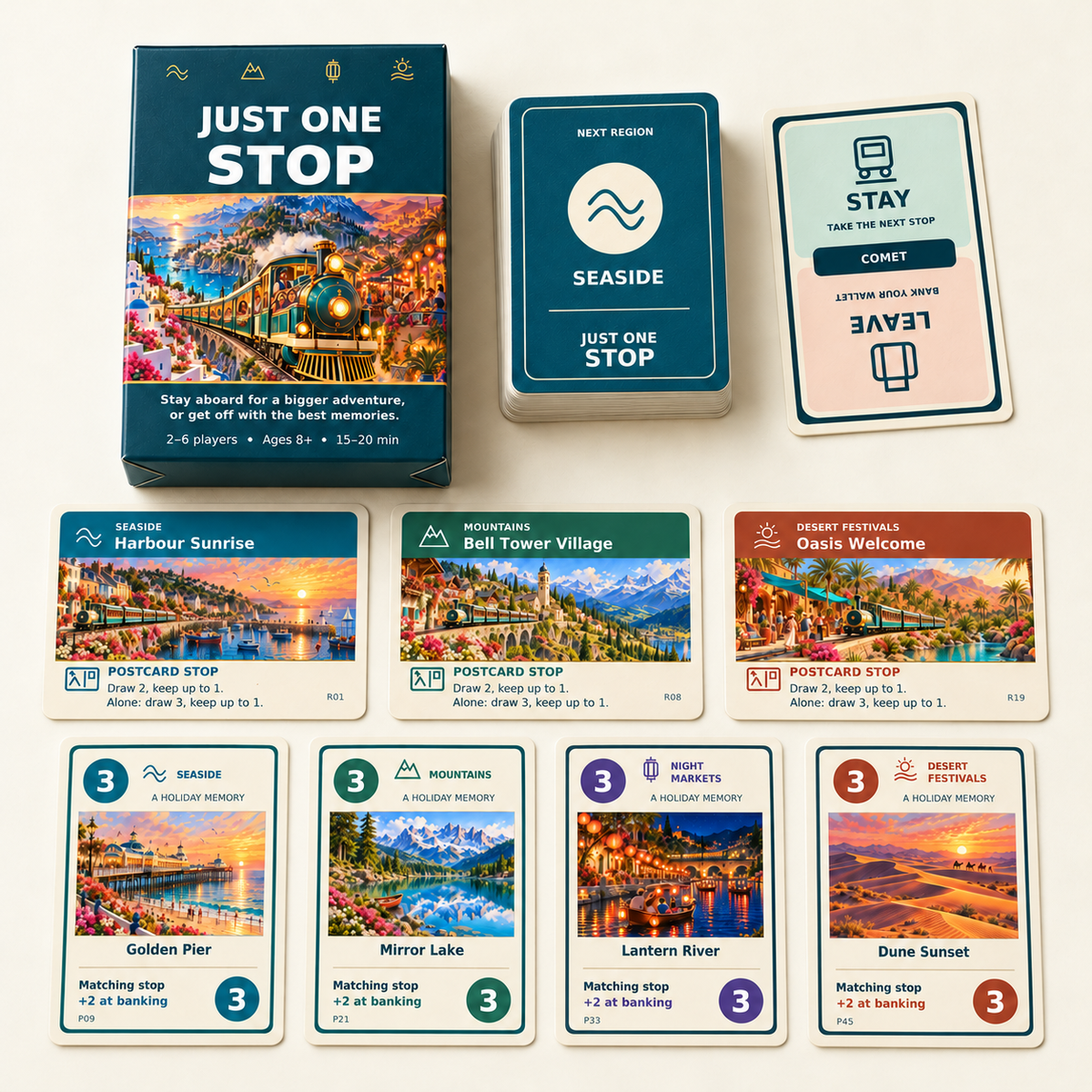 JUST ONE STOP - Family Train Adventure Card Game | Ages 8+ - Quesbo