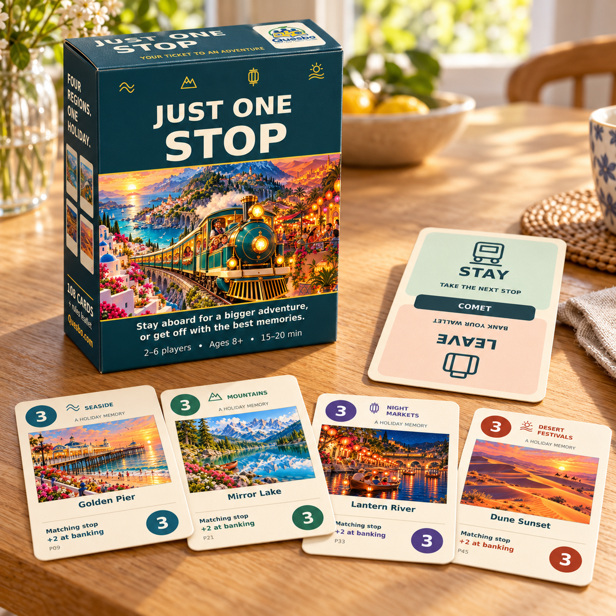 JUST ONE STOP - Family Train Adventure Card Game | Ages 8+ - Quesbo