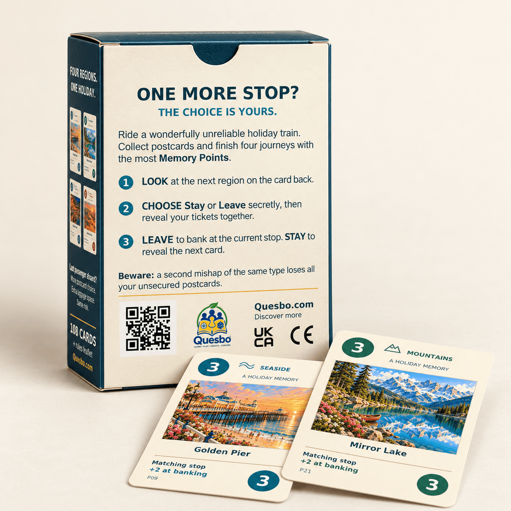 JUST ONE STOP - Family Train Adventure Card Game | Ages 8+ - Quesbo