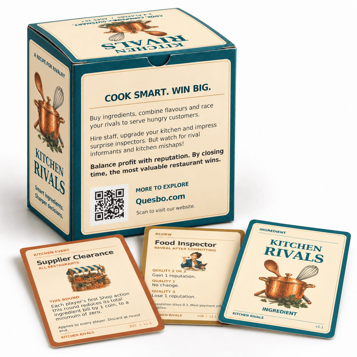 Kitchen Rivals™ – Cooking & Restaurant Strategy Card Game | Ages 10+ - Quesbo