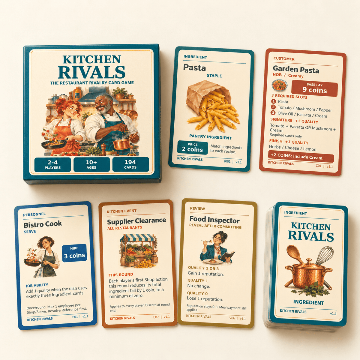 Kitchen Rivals™ – Cooking & Restaurant Strategy Card Game | Ages 10+ - Quesbo