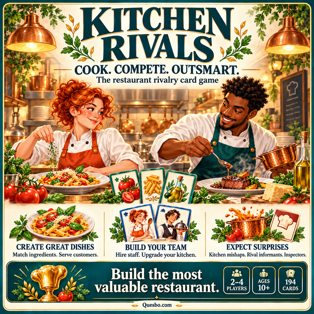 Kitchen Rivals™ – Cooking & Restaurant Strategy Card Game | Ages 10+ - Quesbo