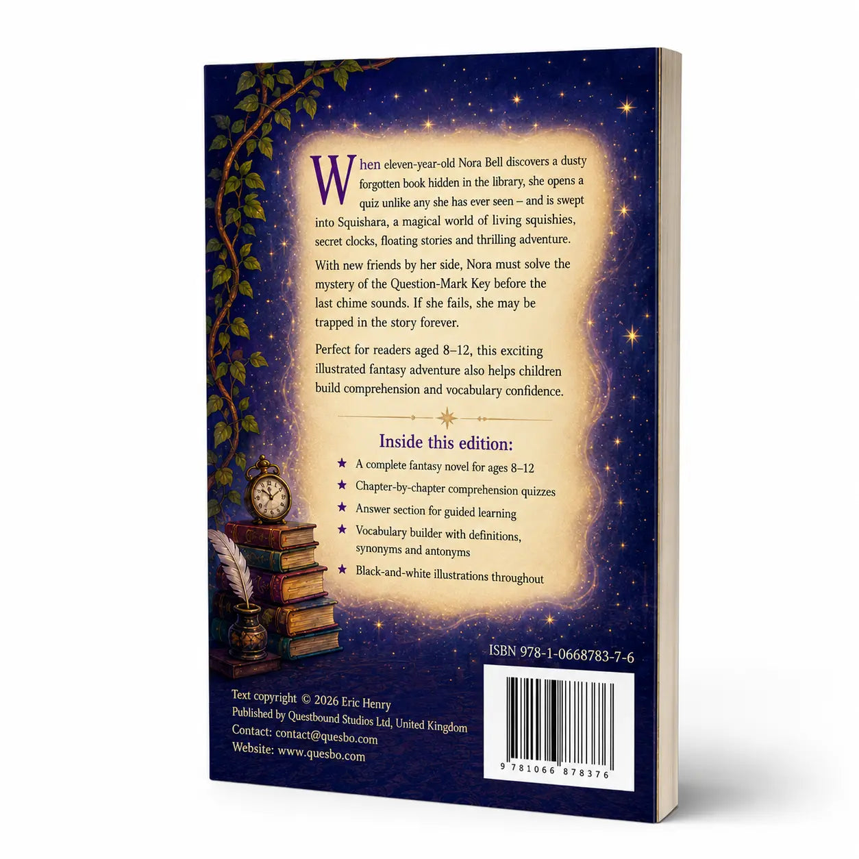 The Last Quiz of Squishara – Fantasy & Comprehension Book (Reading Age 8–12; Paperback) Quesbo
