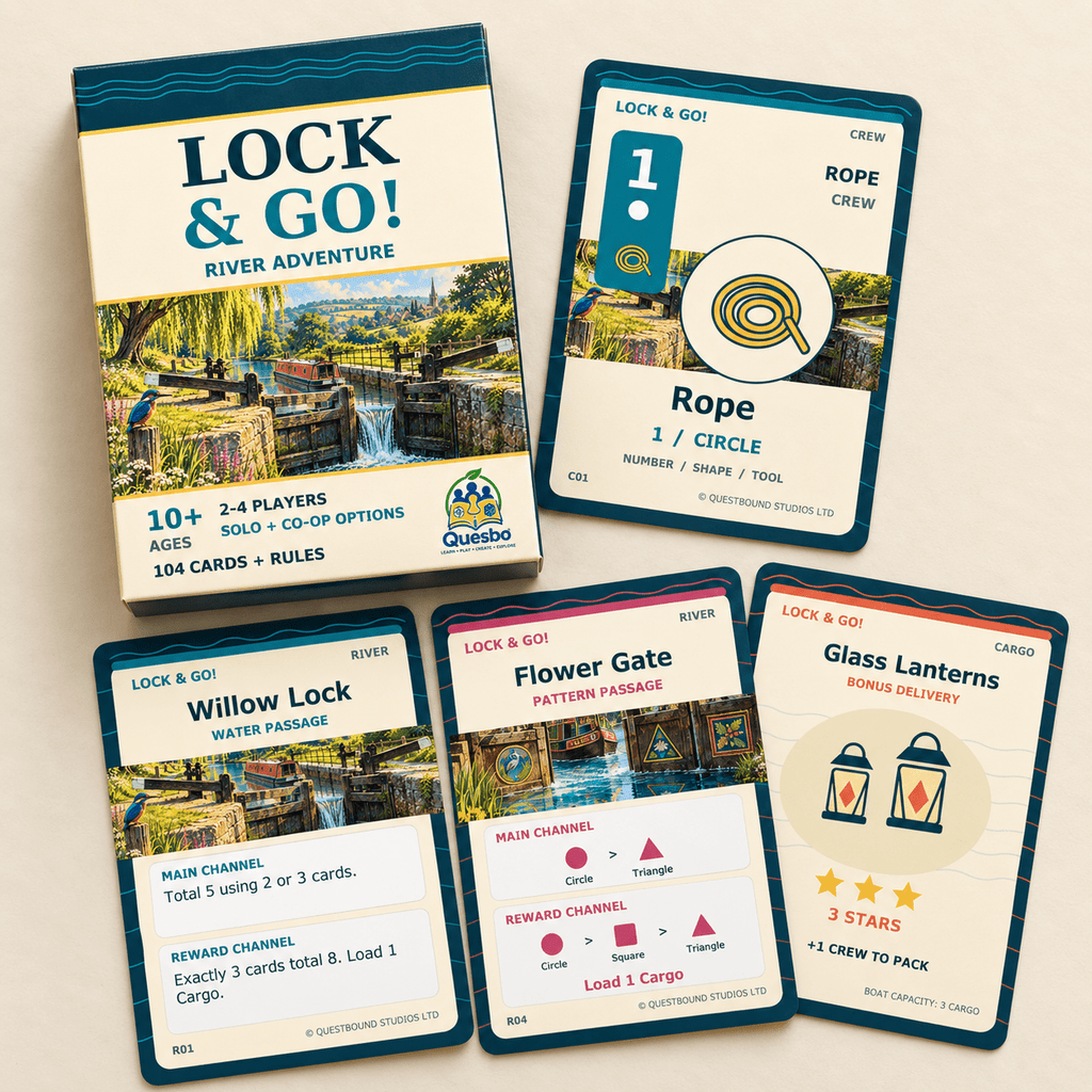 LOCK & GO! – River Adventure Family Card Game | Ages 10+ - Quesbo