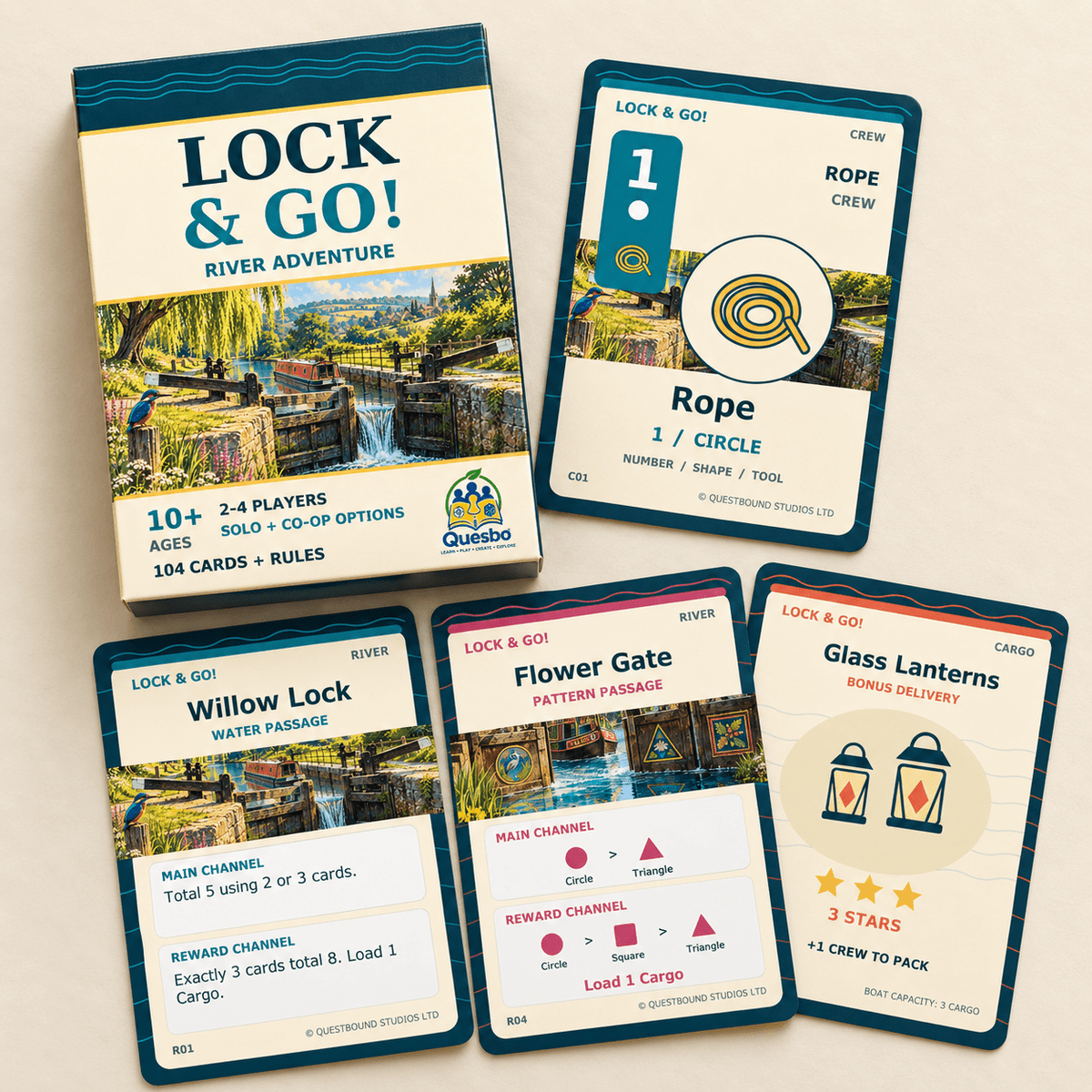 LOCK & GO! – River Adventure Family Card Game | Ages 10+ - Quesbo