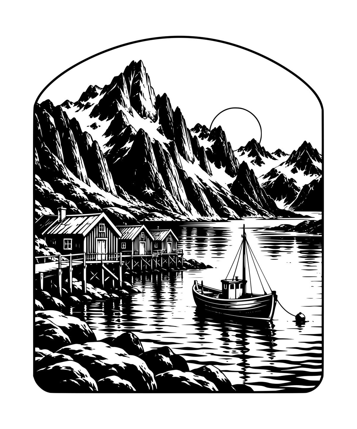 Lofoten — Large Landscape Laser Engraving; artwork preview only
