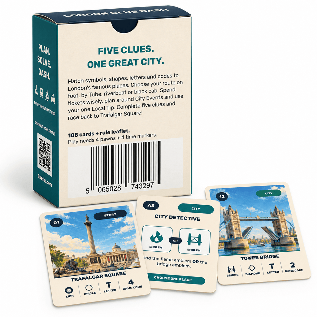 London Clue Dash | London Family Card Game – Quesbo - Quesbo
