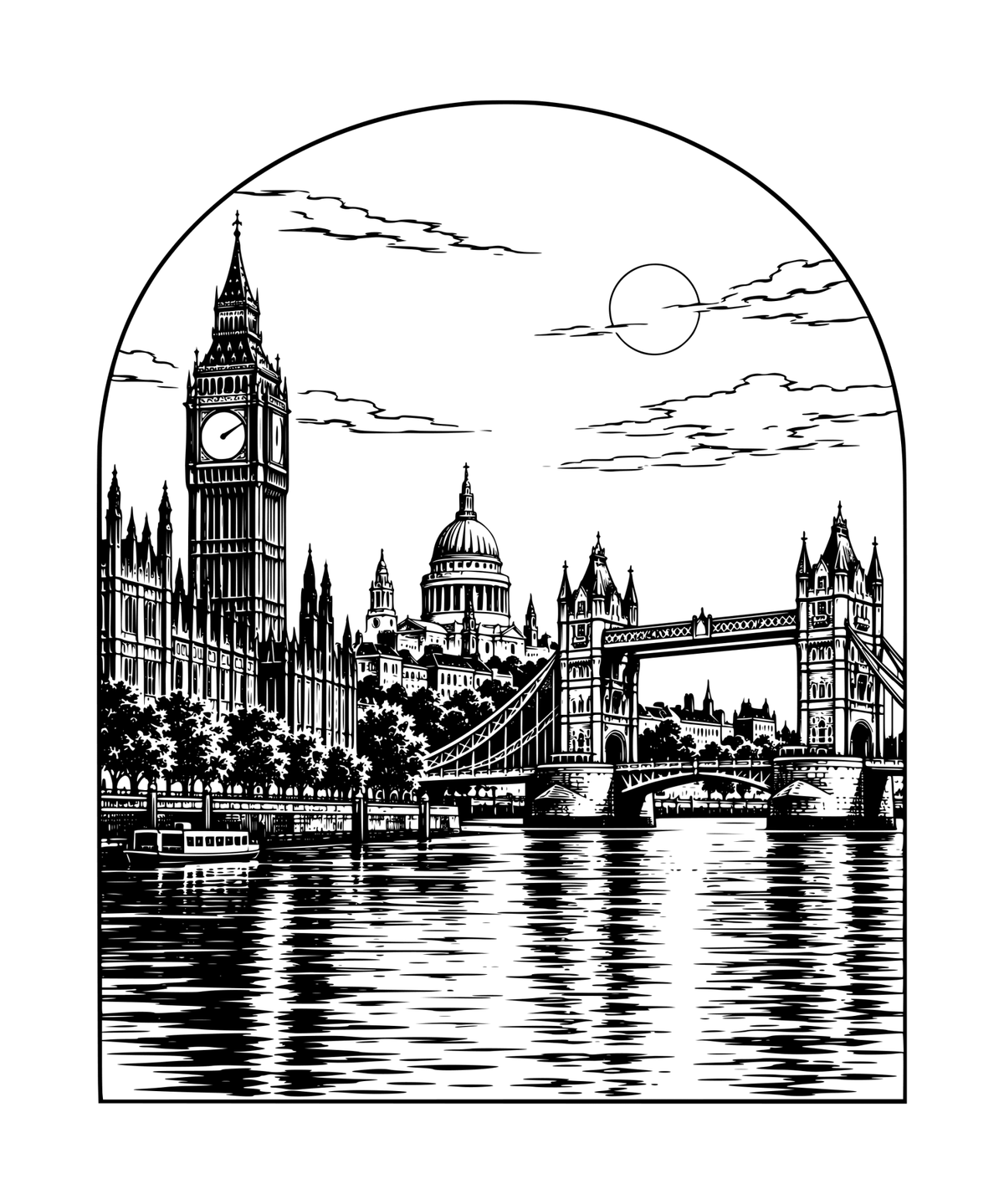 London — Large Landscape Laser Engraving; artwork preview only