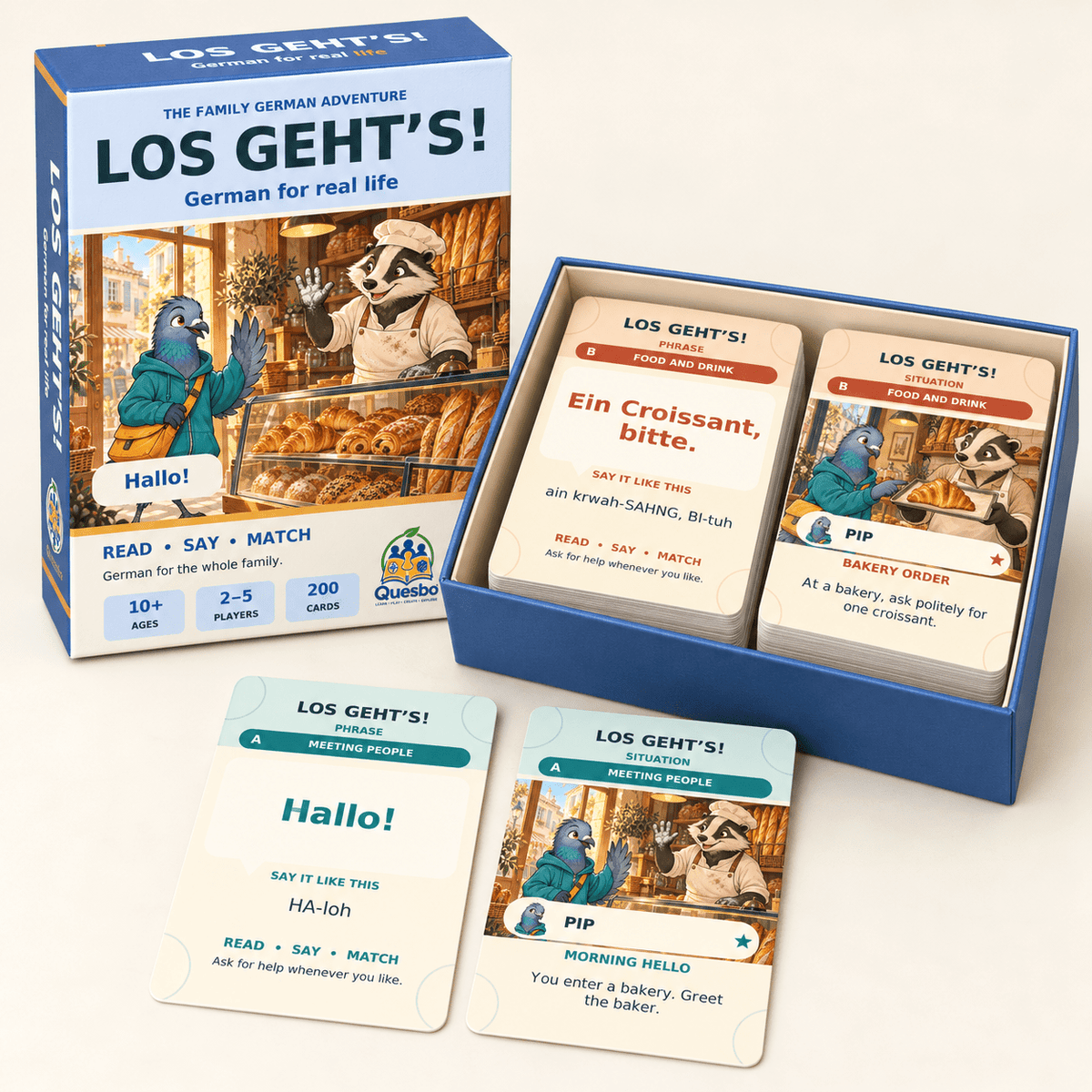 LOS GEHTS! – German Learning Card Game for Kids & Families - Quesbo
