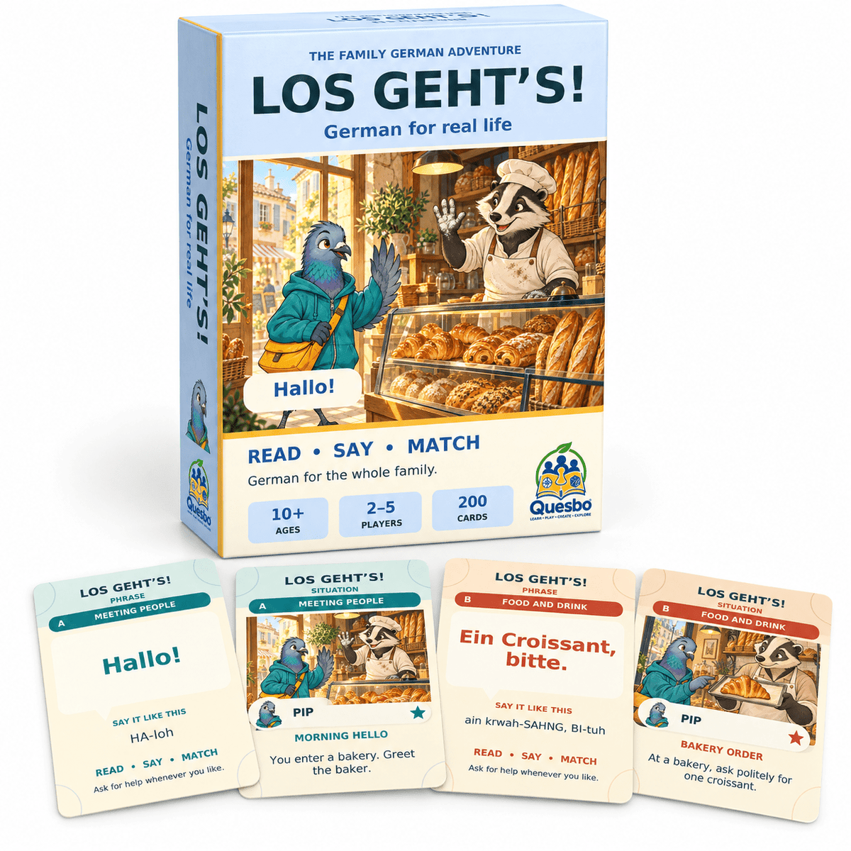 LOS GEHTS! – German Learning Card Game for Kids & Families - Quesbo