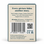 Back of the Magic Illusions game box showing the game overview, card contents, barcode and QR code.