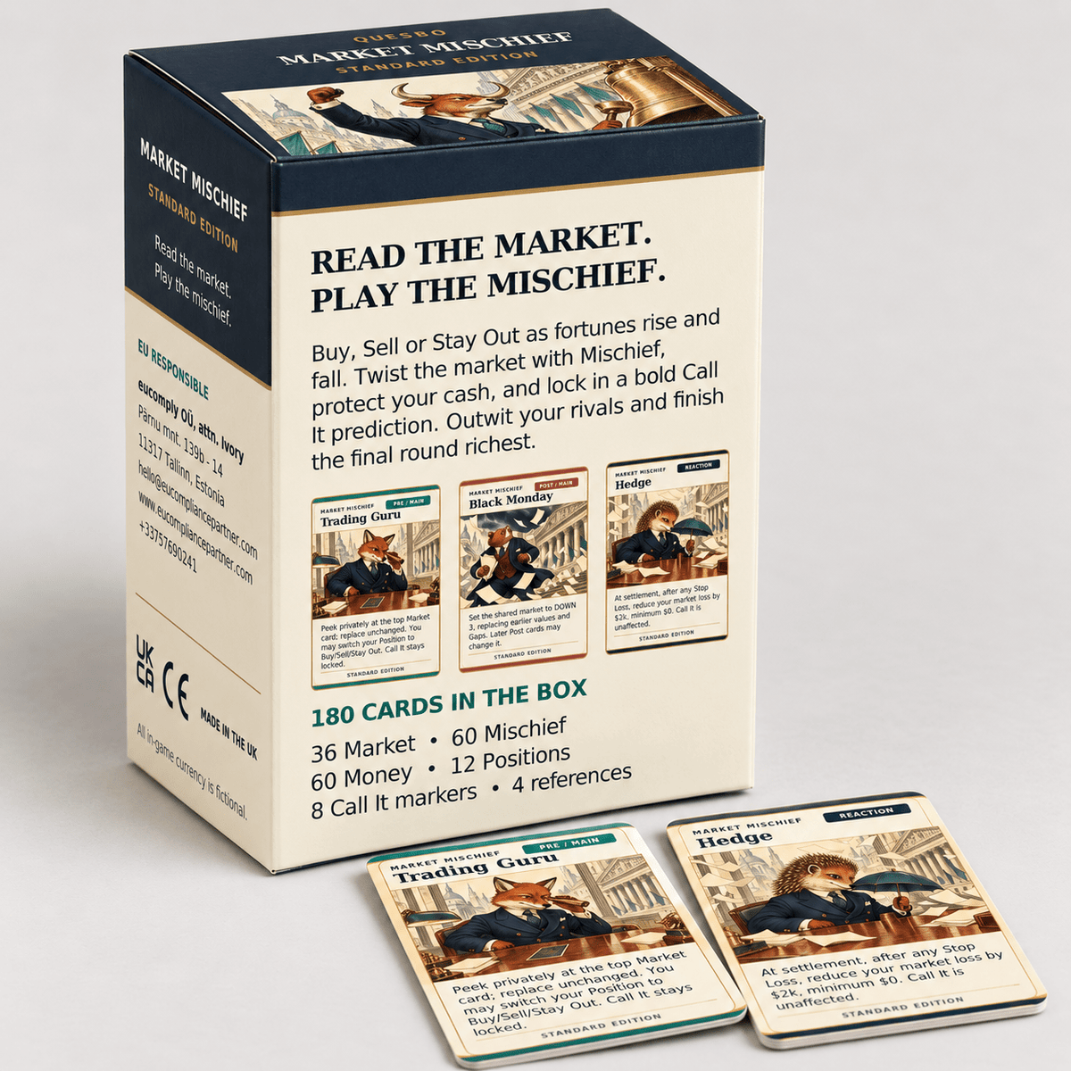 Market Mischief – Standard Edition | Stock Market Strategy Card Game | Ages 14+ - Quesbo
