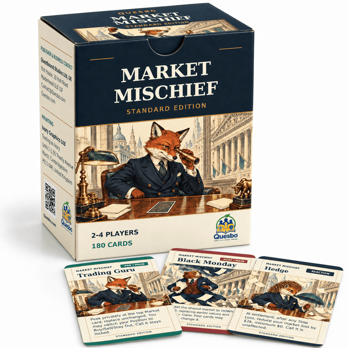 Market Mischief – Standard Edition | Stock Market Strategy Card Game | Ages 14+ - Quesbo