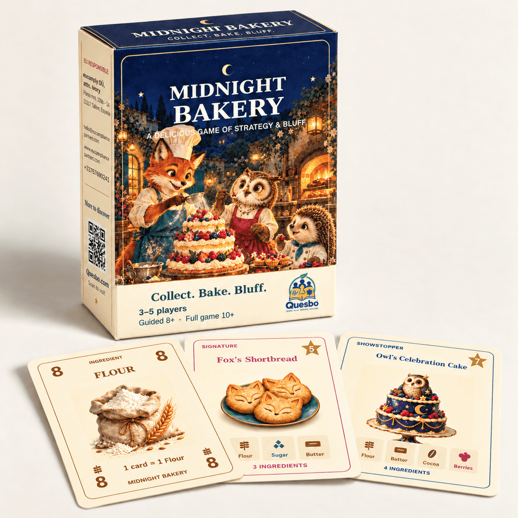 Midnight Bakery – Family Strategy & Bluffing Card Game | Ages 8+ - Quesbo