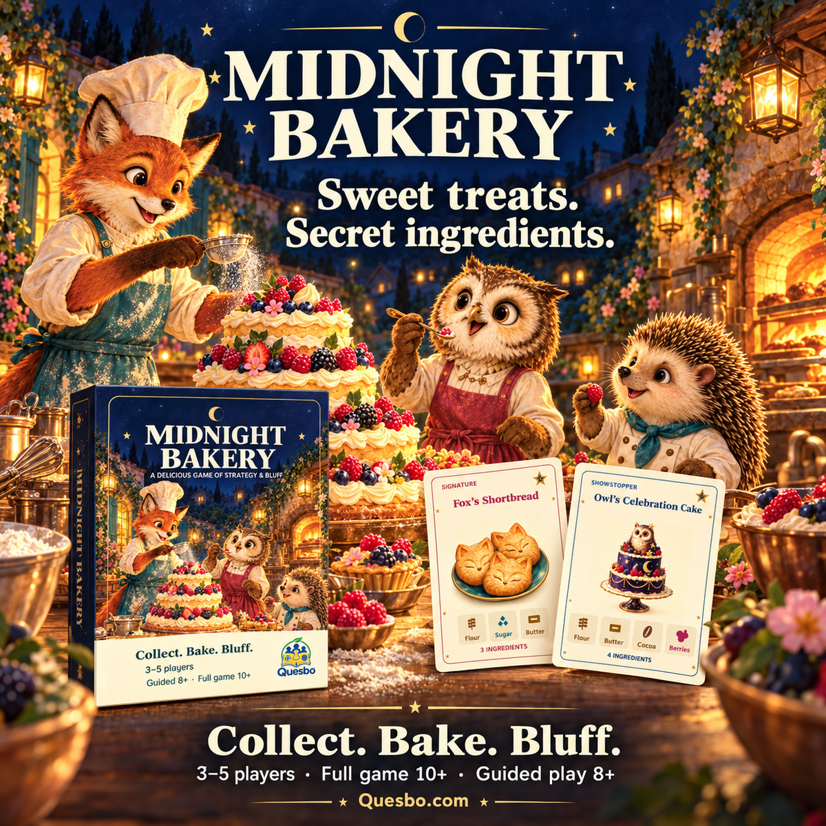 Midnight Bakery – Family Strategy & Bluffing Card Game | Ages 8+ - Quesbo