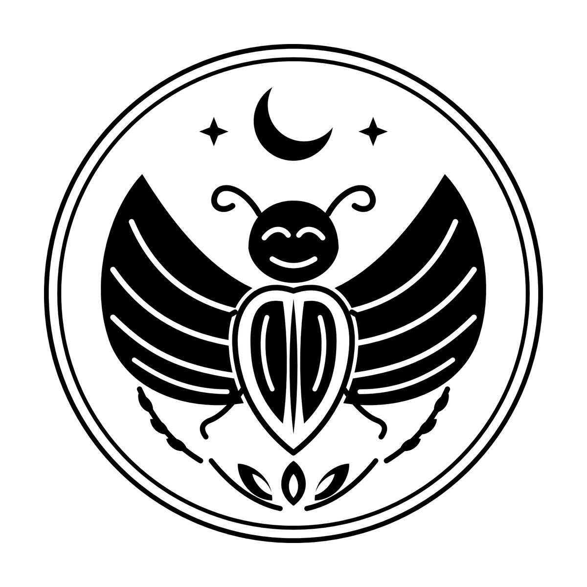 Midnight Scarab black-and-white engraving artwork; design preview only