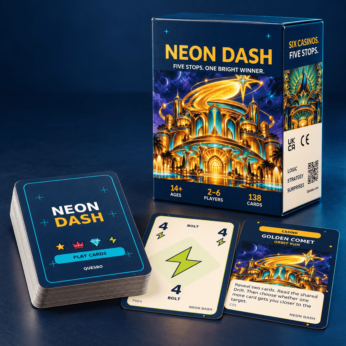 Neon Dash: Family Strategy Card Game, Ages 14+ | Quesbo - Quesbo
