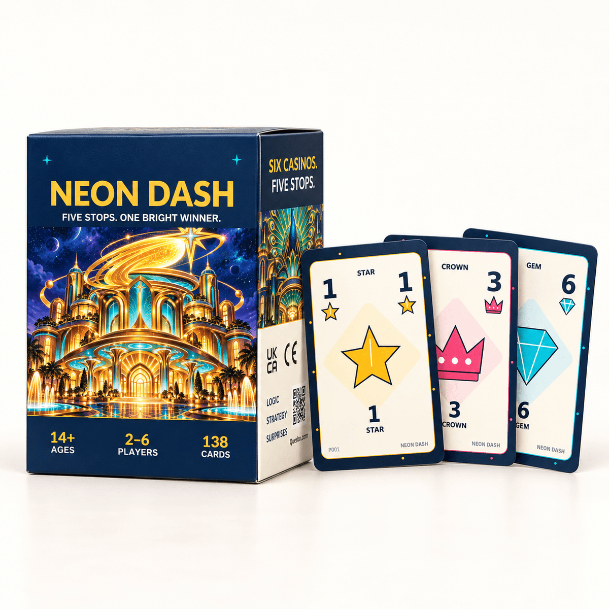Neon Dash: Family Strategy Card Game, Ages 14+ | Quesbo - Quesbo