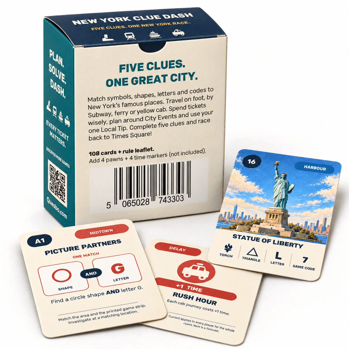 New York Clue Dash – Family Strategy Card Game | Ages 10+ - Quesbo
