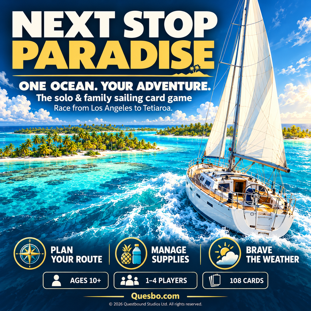 Next Stop Paradise – Sailing Adventure Card Game | Ages 10+ - Quesbo
