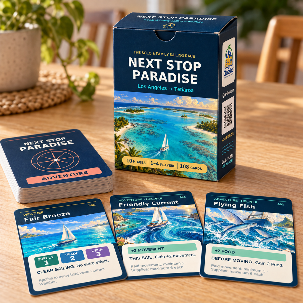 Next Stop Paradise – Sailing Adventure Card Game | Ages 10+ - Quesbo
