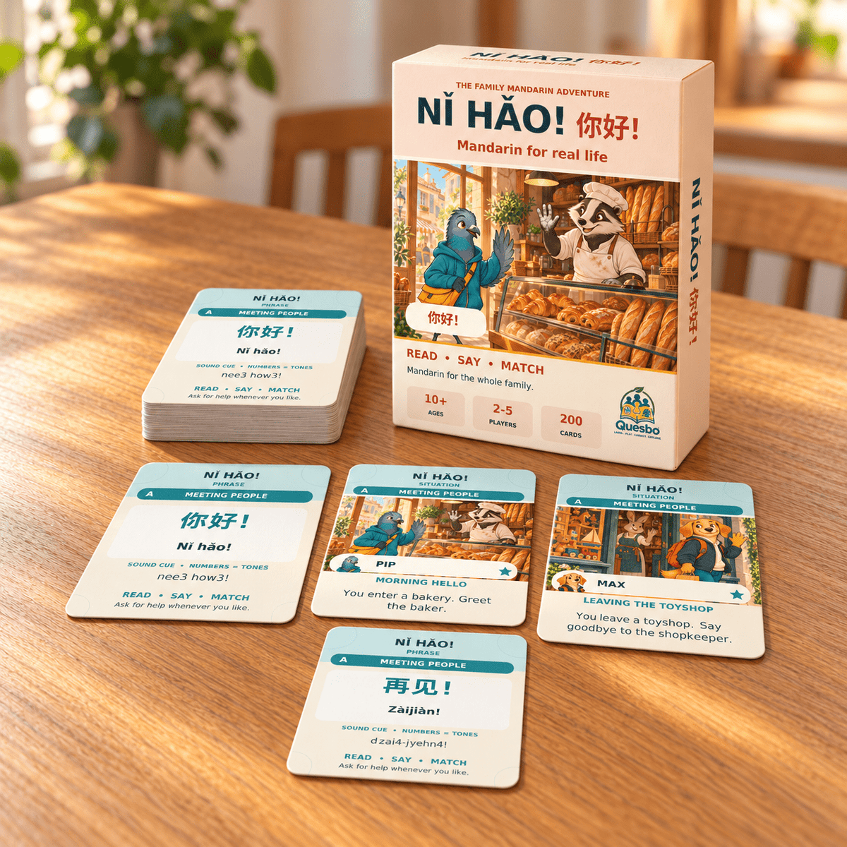 NǏ HǍO! – Easy Mandarin Chinese Fun Learning Card Game for Kids & Families - Quesbo