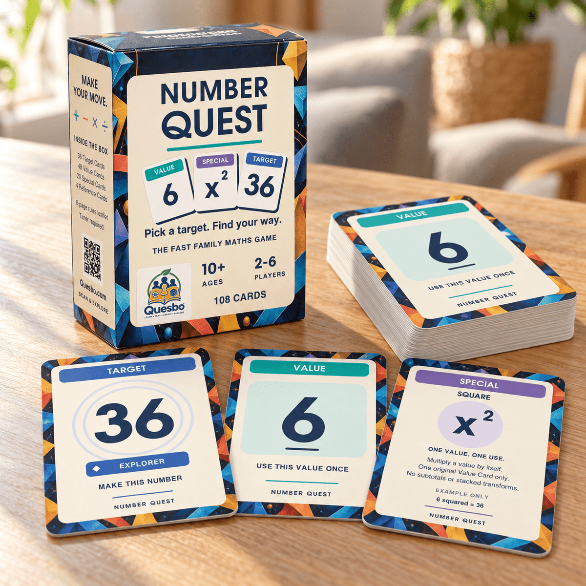 Number Quest – Fast Family Maths Card Game | Ages 7+ - Quesbo