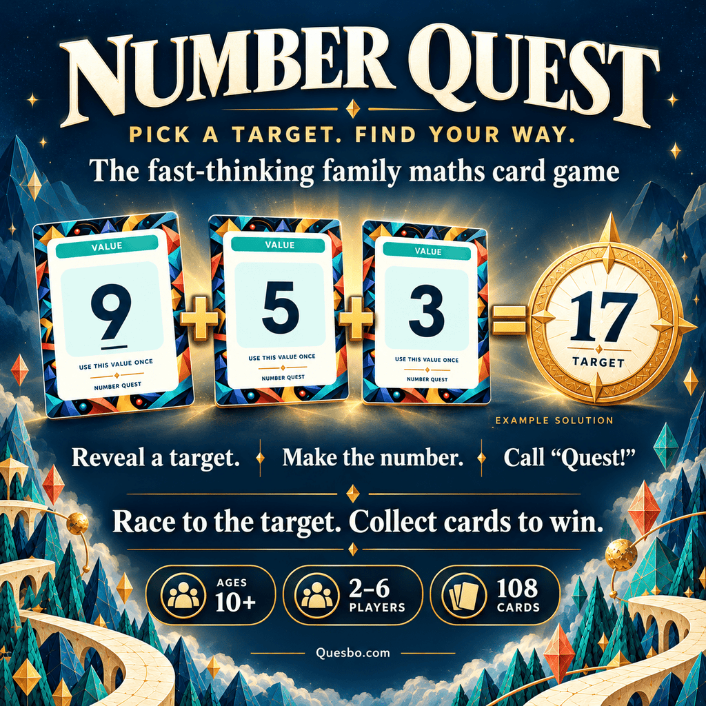 Number Quest – Fast Family Maths Card Game | Ages 7+ - Quesbo
