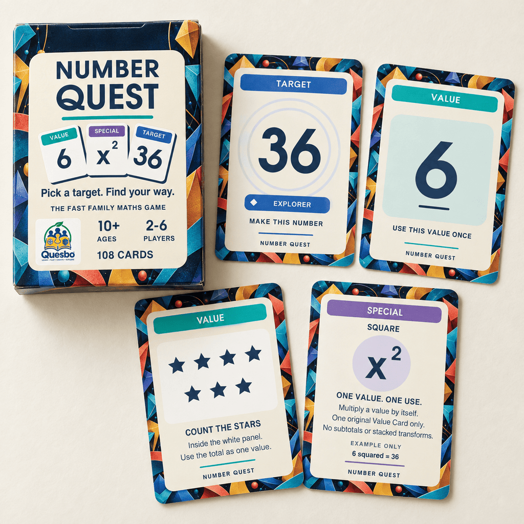 Number Quest – Fast Family Maths Card Game | Ages 7+ - Quesbo