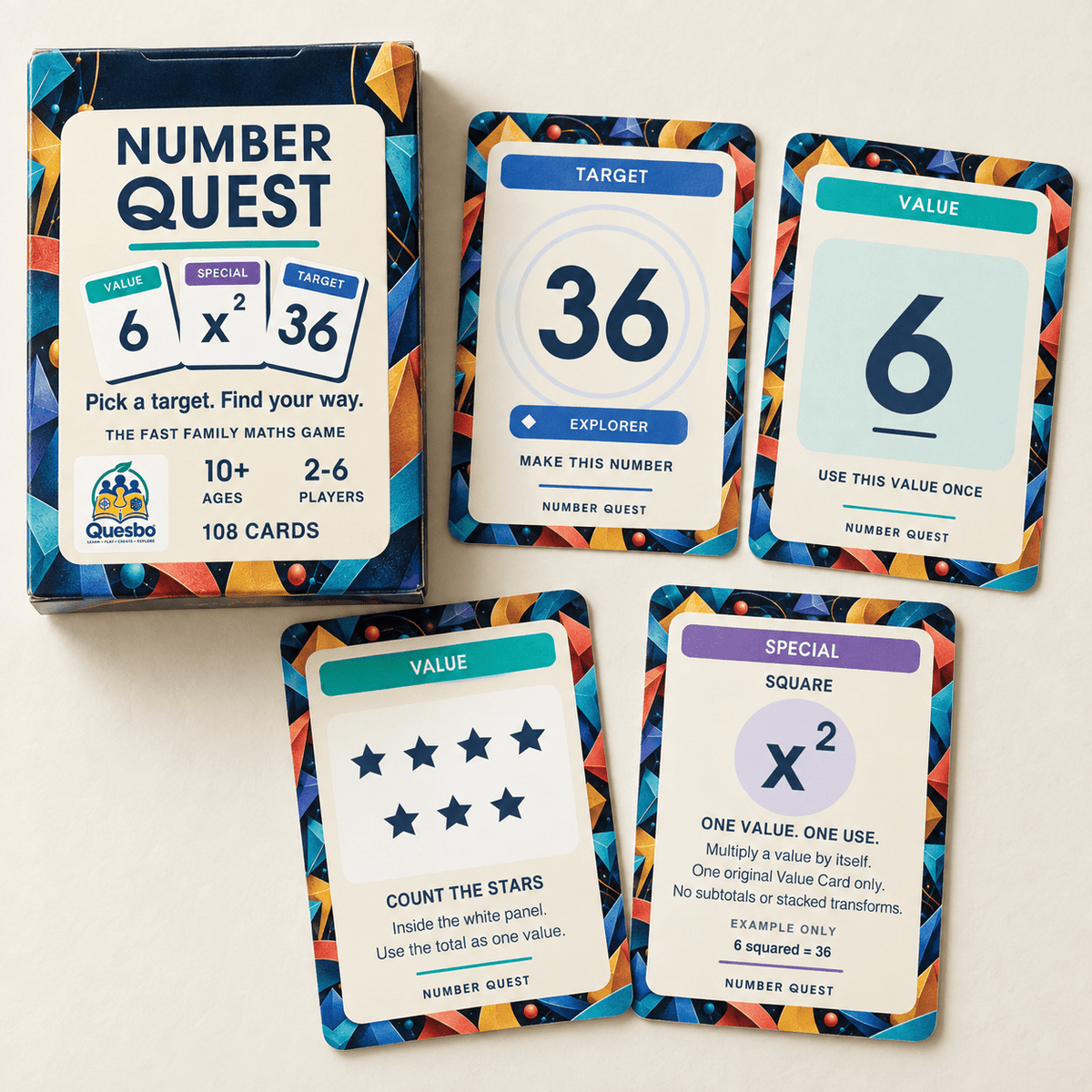 Number Quest – Fast Family Maths Card Game | Ages 7+ - Quesbo