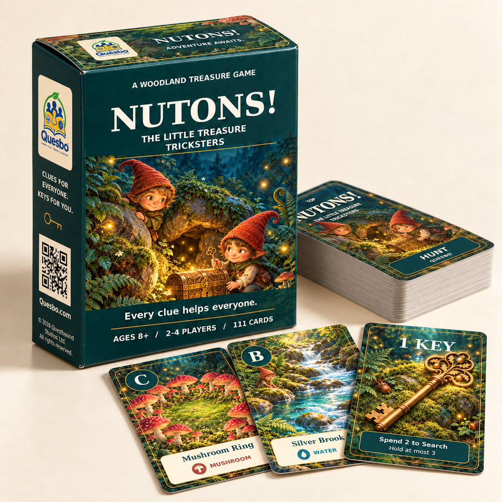 NUTONS! — The Little Treasure Tricksters | Family Deduction Card Game - Quesbo