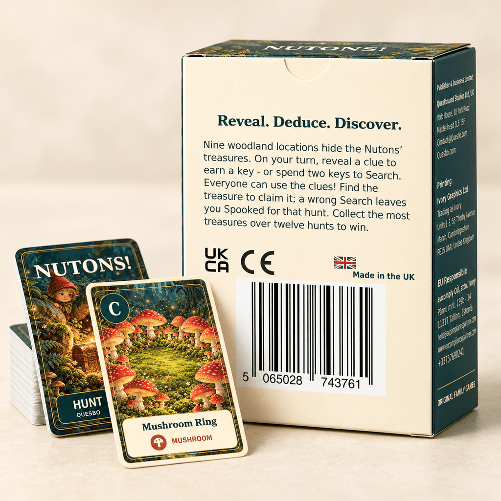 NUTONS! — The Little Treasure Tricksters | Family Deduction Card Game - Quesbo
