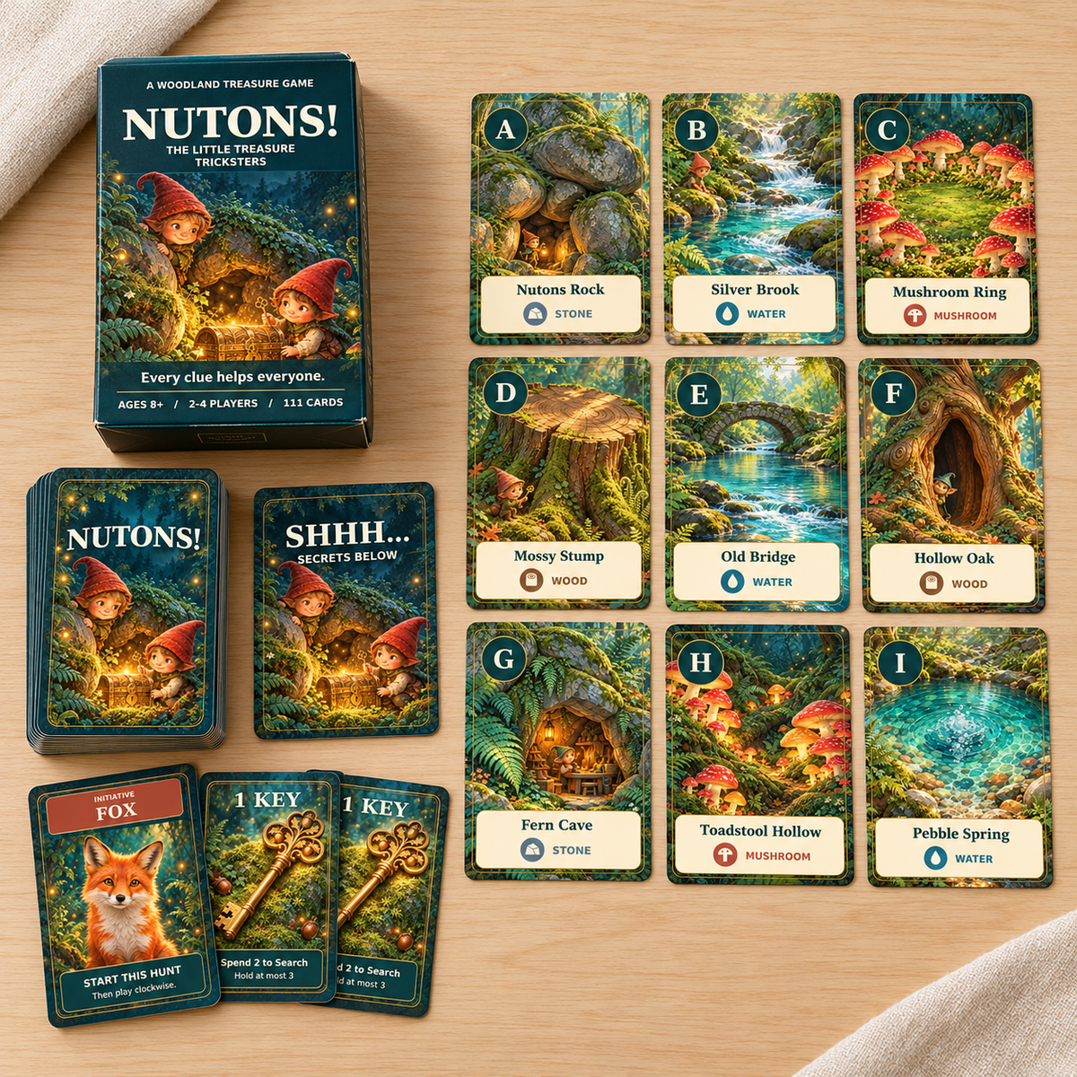 NUTONS! — The Little Treasure Tricksters | Family Deduction Card Game - Quesbo