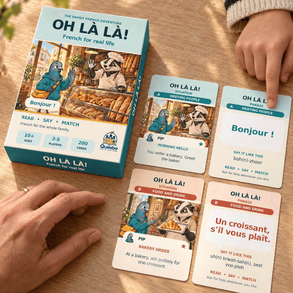 OH LÀ LÀ! – French Learning Card Game for Kids & Families - Quesbo