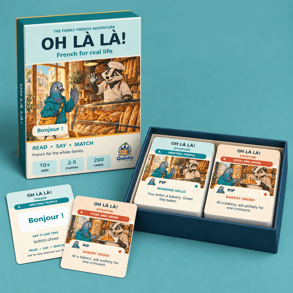 OH LÀ LÀ! – French Learning Card Game for Kids & Families - Quesbo