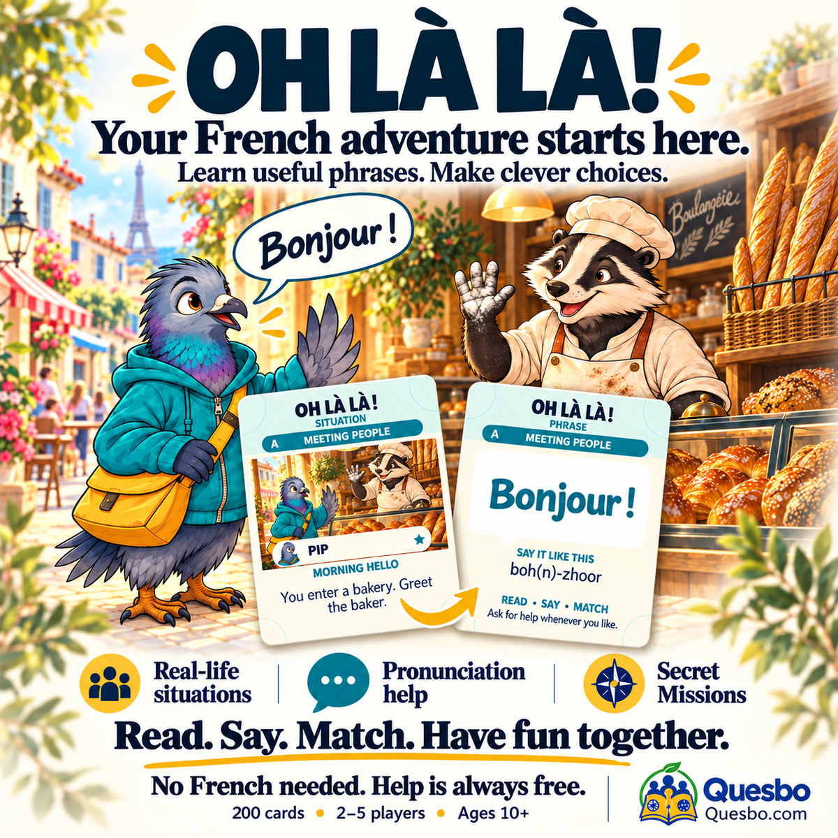 OH LÀ LÀ! – French Learning Card Game for Kids & Families - Quesbo