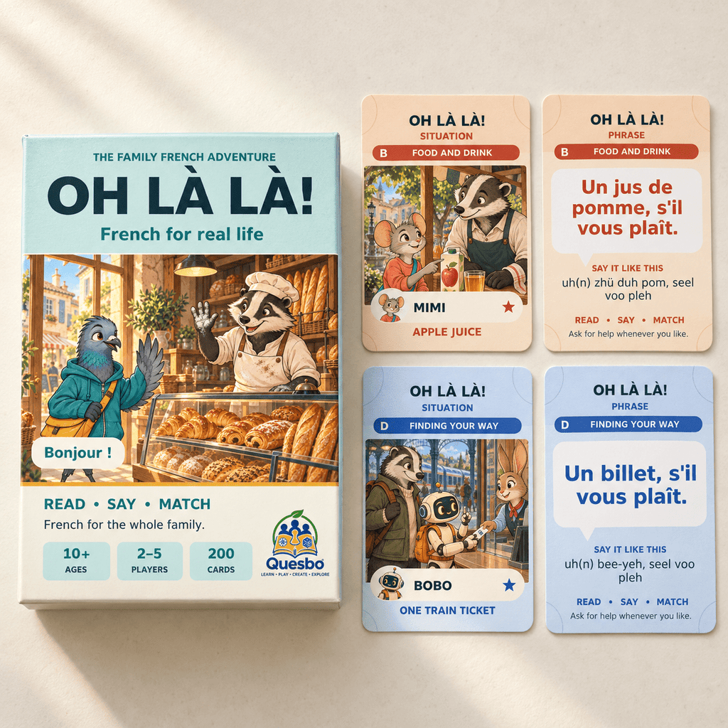OH LÀ LÀ! – French Learning Card Game for Kids & Families - Quesbo