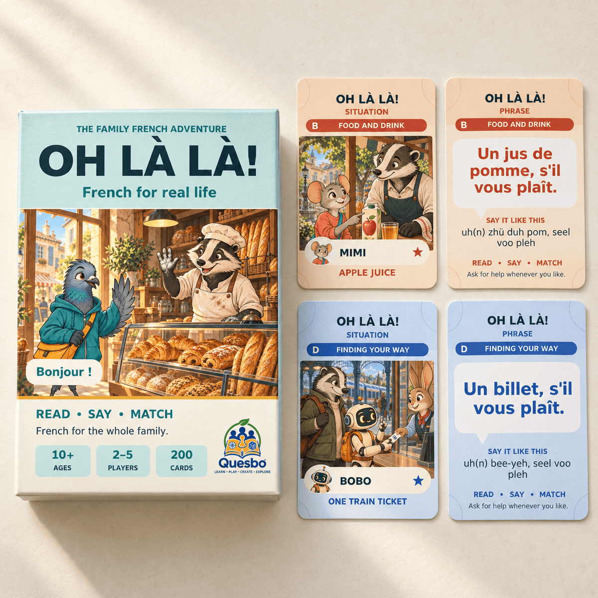 OH LÀ LÀ! – French Learning Card Game for Kids & Families - Quesbo