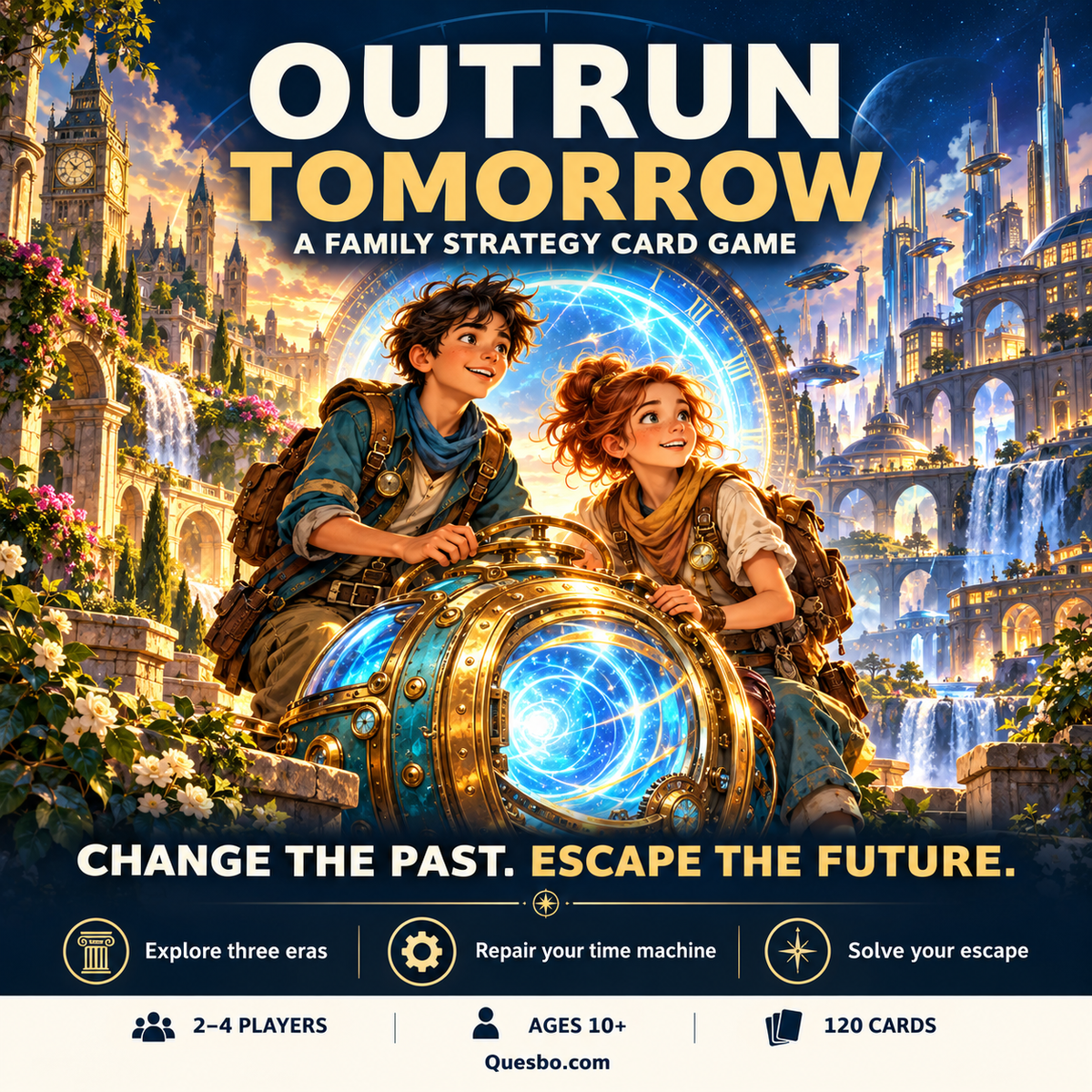 Outrun Tomorrow – Time-Travel Strategy Card Game for Families, Ages 10+ - Quesbo