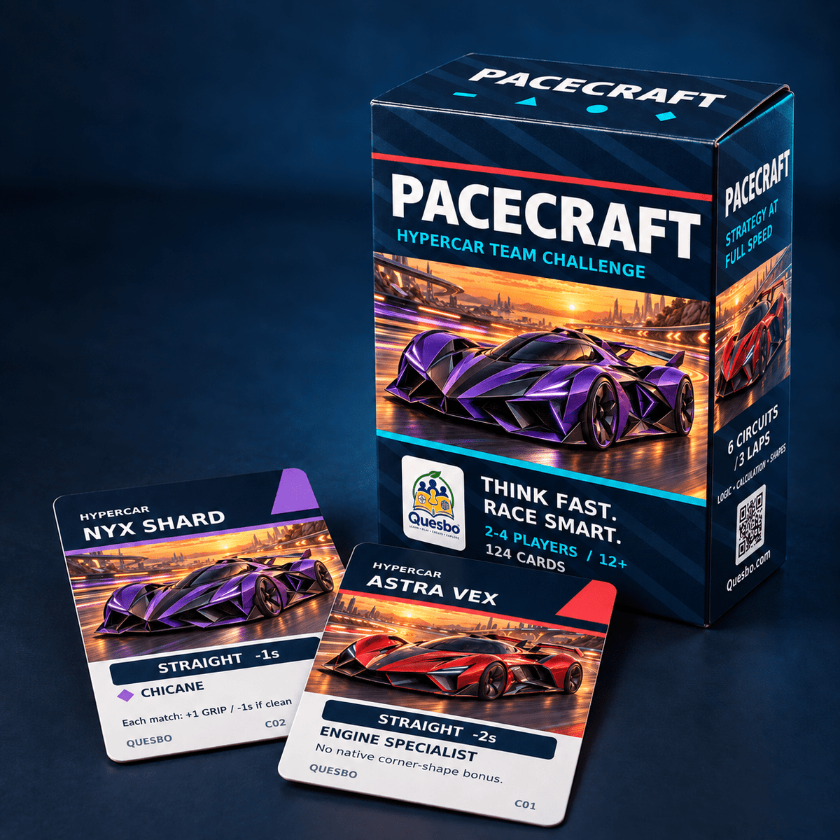 PACECRAFT: Hypercar Team Challenge – Family Racing Strategy Card Game | Ages 12+ - Quesbo