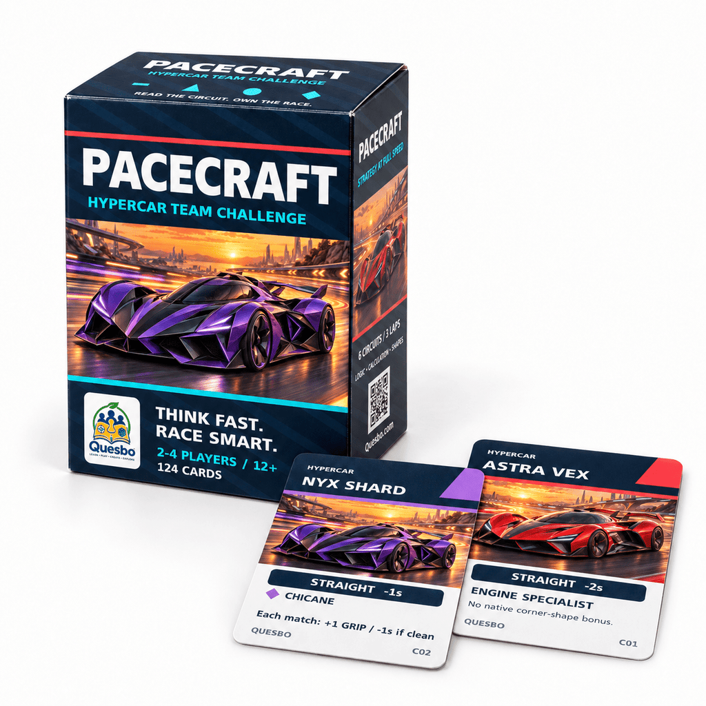 PACECRAFT: Hypercar Team Challenge – Family Racing Strategy Card Game | Ages 12+ - Quesbo