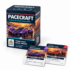 PACECRAFT: Hypercar Team Challenge game box with Nyx Shard and Astra Vex cards displayed on white.