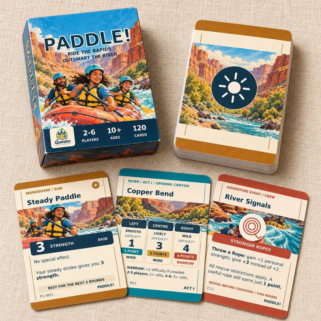 Paddle! | River Rafting Family Card Game | Ages 10+ - Quesbo