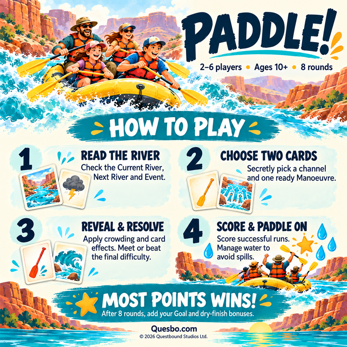 Paddle! | River Rafting Family Card Game | Ages 10+ - Quesbo