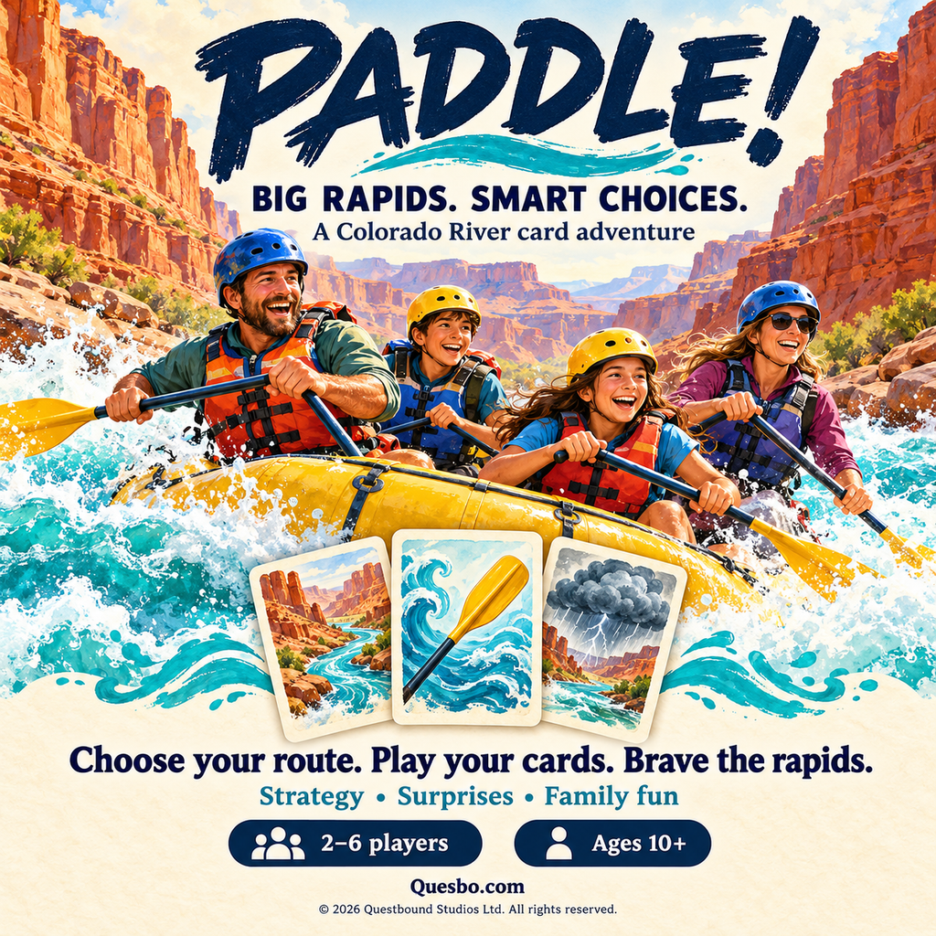 Paddle! | River Rafting Family Card Game | Ages 10+ - Quesbo
