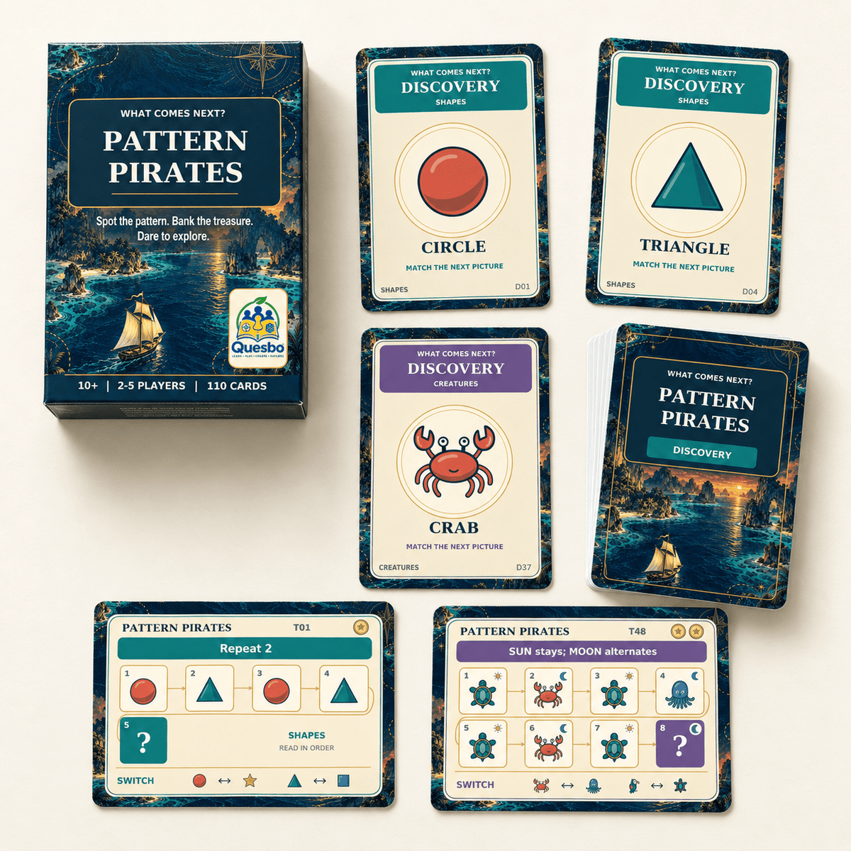 Pattern Pirates – What Comes Next? Family Card Game | Ages 10+ - Quesbo