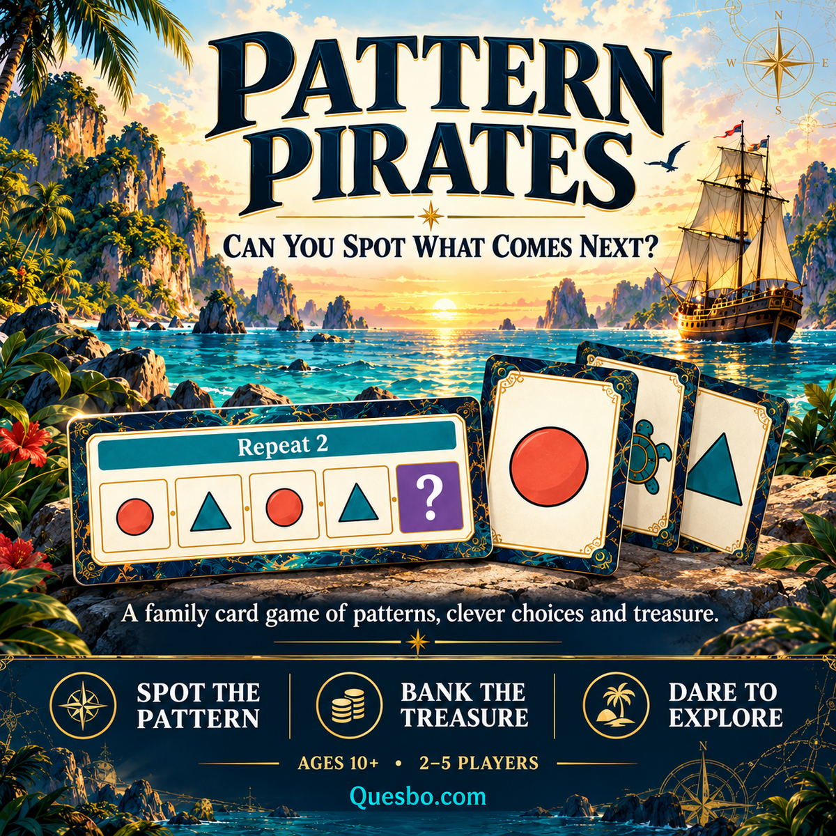 Pattern Pirates – What Comes Next? Family Card Game | Ages 10+ - Quesbo