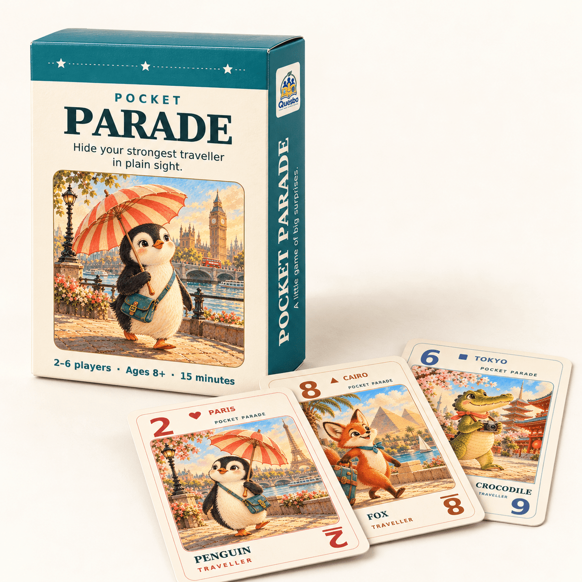 Pocket Parade – Animal Travel Card Game for Families | Ages 8+ - Quesbo