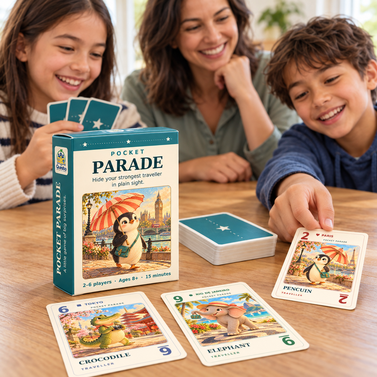Pocket Parade – Animal Travel Card Game for Families | Ages 8+ - Quesbo